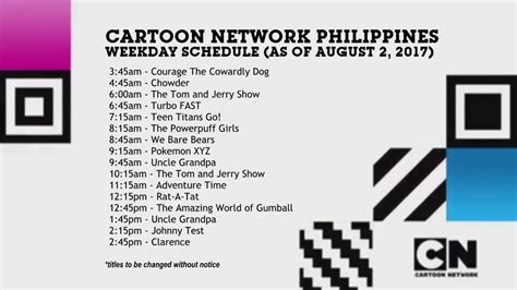 cartoon network philippines schedule